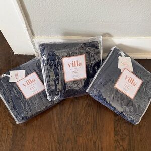 Villa Navy Bari Quilt Euro Shams x 3